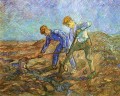 アワを掘る二人の農民 フィンセント・ファン・ゴッホ
